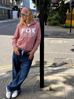 Fox Racing Women’s Full Zip Hoodie Size Small Large Logo Skater Y2K